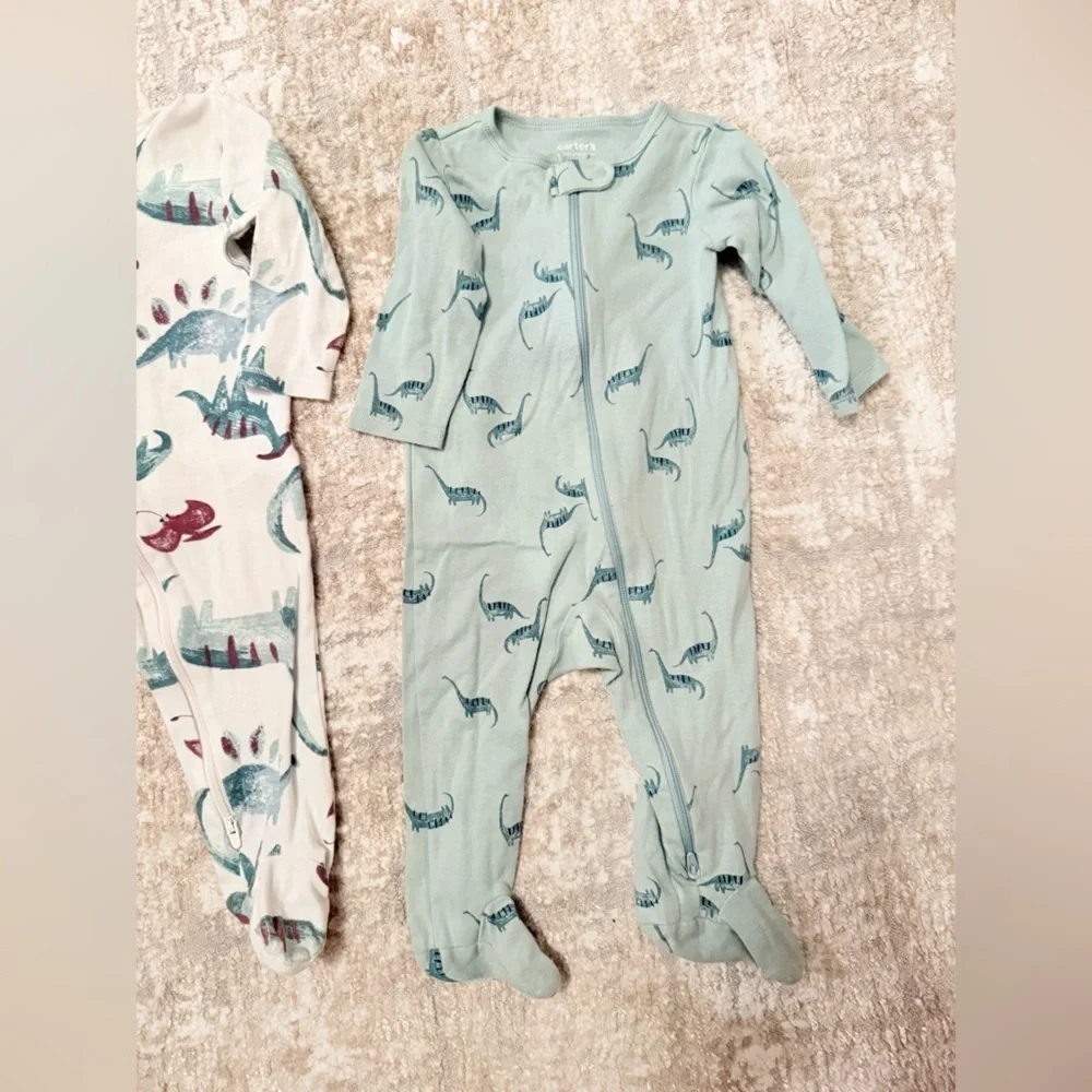 Carter's Dinosaur Print Footies - Cream and Blue size 9M